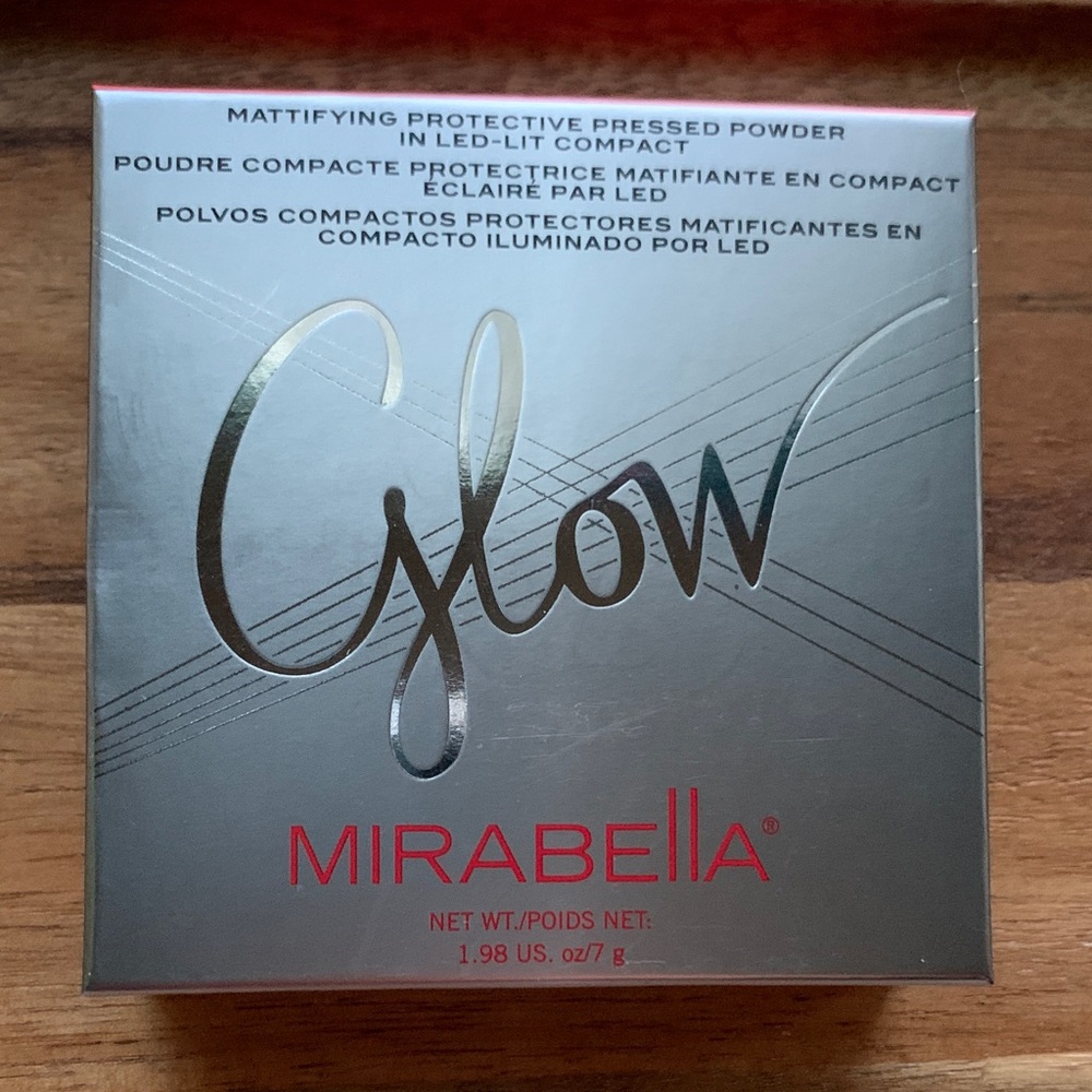 Mirabella Glow Universal Hyaluronic Pressed Powder with LED lit compact
